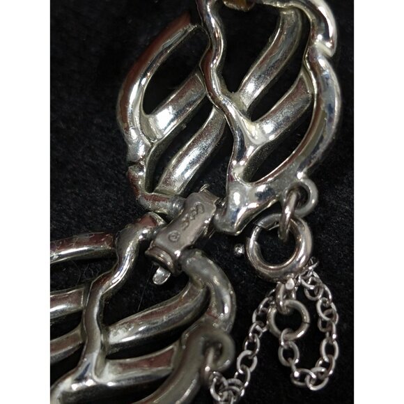 Vintage Coro Silver Tone Textured Swirl Chain Bracelet 6.5 inch Classic MCM - Picture 7 of 8